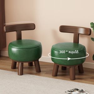Stool รั้งหมุนได้ ไม้แท้ บ้าน ห้องนั่งเล่น เบาะรองรับ รองเท้า เบาะรองนั่งแบบเรียบง่าย โมเดิร์น ลำลอง ขนาดเล็ก รั้งหมุนได้