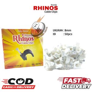 KLEMAN KABEL PAKU BETON 8 MM/CABLE CLIPS ROUND RHINOS ( 1KOTAK ISI 50PCS KLEM KABEL 8 MM ISI 50PCS )