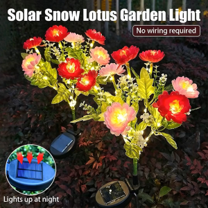 MBMSHEGH Solar Snow Lotus Lights Outdoor Waterproof LED 7 Heads Flowers Garden Light Lawn Decorative Landscape Lamp Christmas Lights Home Patio Yard Pathway Decor