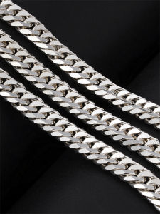 Xiran Japanese Silver Xi Flat Chain Necklace 8 Cut 8mm Wide M Cut 925 Sterling Silver Gold Plated Platinum Color Silver Necklace Men