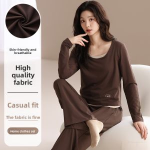 Miiow | Pure Cotton Cat Person Sleepwear Loose Fit Long Sleeve Pants Home Wear Comfortable Soft Fabric Round Neck Design For Women