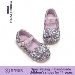 TONGMENGQINGTIAN | Princess Elsa Childrens Crystal Performance Shoes Purple
