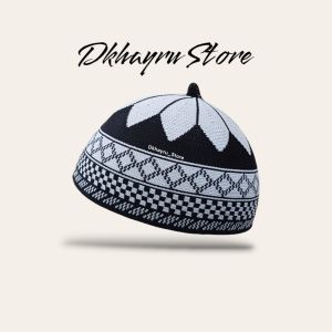 DkhayruStore - Peci Rajut Turki  Motif Terbaru Bahan Tebel Peci Rajut Premium Kopiah Rajut Haji Peci Solat Peci Rajut Motif Warna Kombinasi