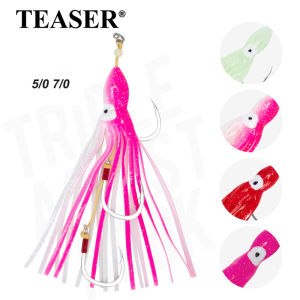 TEASER HK034 24cm Big Octopus Jig Lure 8062 Gang Rig Jigging Hook Japan Fishhooks Barbed Sailfish Sea Fishing Soft Squid Hook