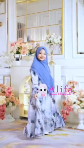Dress Anak Perempuan Alifa CASSANDRA Syari - Motif Floral Elegan dengan Resolusi Tinggi