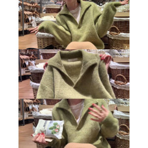Casual Warm V-neck Soft Green Sweater