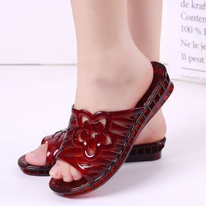 JIFANPAUL | Summer Transparent Crystal Jelly Slippers Anti-Slip Odorless Flat Sandals