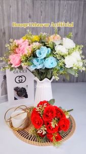 Bouqet Bunga Mawar 10 Cabang Artificial / Bunga Mawar Dekorasi Bouqet Hiasan / Bouqet Wedding KN-460