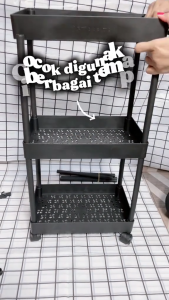 Rak 4 Susun Rak Troli Rak Dapur Serbaguna Rak Persegi Rak Salon Rak Dorong Dengan Roda Berputar Multifungsi
