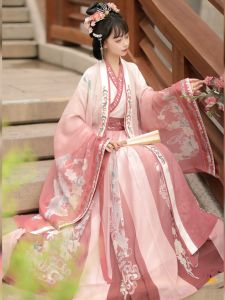 Original Song Dynasty Hanfu Womens Long Waist Skirt with Large Sleeves Spring Summer New Style Ancient Chinese Costume