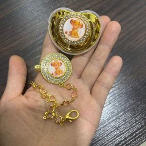 Disney | Food-grade silicone nipple for babies Cute cartoon printed soothing baby Pacifier clip Chewable toy With chain clip Baby
