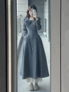 XUECAIQI | Vintage Style Fitted Wool Coat Long Thick