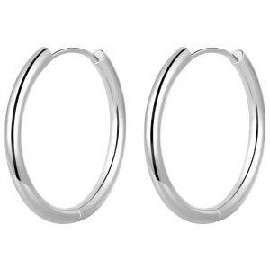 Lnieer | Silver Small Circle Plain Hoop Earrings