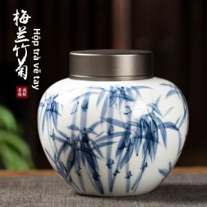 Hộp Đựng Trà Sứ Vẽ Tay Phong Cách Trung Quốc