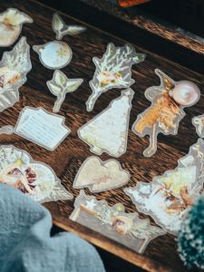 Judi Handmade Modern Gold New Year Christmas Sticker with Adhesive Backing Ephemera Paper Tape Cultural Supplies