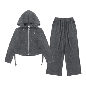 MPW | Trendy Glitter Hoodie Wide Leg Pants Set For Girls Autumn New Arrival Casual Style Childrens Fashionable Outfit With Hat