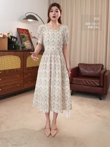 Sweet Floral Short Sleeve Hollow Waist Dress