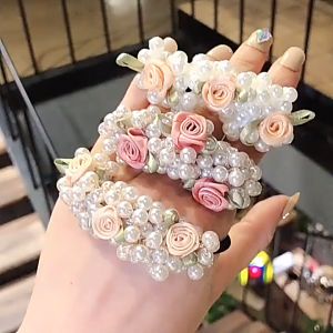 DÂY CỘT TÓC HẠT NGỌC KẾT HOA HỒNG SANG CHẢNH PHONG CÁCH HÀN QUỐC