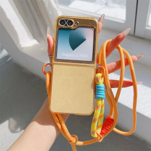 Glitter Transparent Phone Case For Samsung Z Flip 8 7 6 5 Crossbody Lanyard Soft Silicone Back Cover For Galaxy ZFlip 7 6 5 4