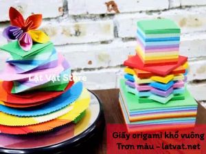 Giấy Origami Trơn 10 Màu tệp 100 tờ Nhập khẩu - Tập xếp giấy cho trẻ em - Khổ vuông