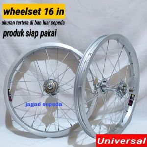 pelek velg sepeda BMX 16in sepasang siap pakai sudah dirakit dan disetel jari2