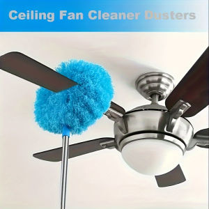 Ceiling Fan Dust Cleaner with Extendable Pole - Detachable Brush Head for Easy Cleaning - Suitable for RV and Home Use