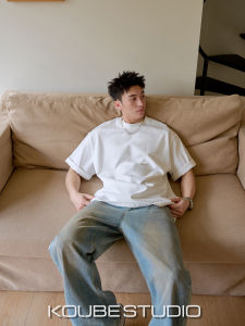 High Quality 300g Heavyweight White Short Sleeve T-Shirt Mens Loose Cleanfit Versatile Top Breathable Cotton Youth Fashion Summer T-Shirt