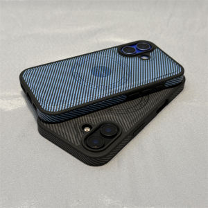 Carbon Fiber Leather Texture Magnetic Wireless Charging Phone Case for  16Pro Max Business Style Protective Cover for Men