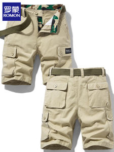 Lormen Summer Thin Cotton Workwear Shorts Mens Loose Straight Cut Versatile Mid-Length Casual Utility Pants Multi-Pocket