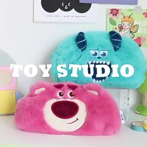 Xiaohongshu Same Style Cartoon Plush Double-Sided Pencil Case Three-Eyed Alien Strawberry Bear Both Sides Cute Niche Pencil Case Fashion