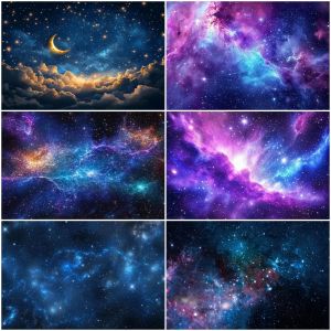 Dark Sky Night Stars Party Decoration Background Outer Space Galaxy Starry Universe Backdrop Baby Shower Banner Photography Prop