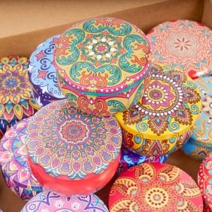 12/24/36 Printed Candle 2.5oz Jars with Lids DIY Round Empty Containers Assorted Patterns Randomly Sent for Candle Manking