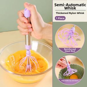 Semi-automatic Egg Whisk Stainless Steel Stirring Rod