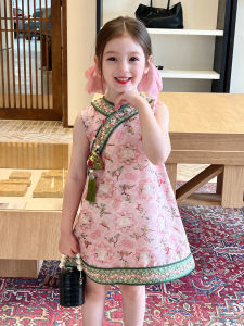 Váy Sơ Sinh Phong Cách Trung Hoa Mới Cho Bé Gái Váy Vest Váy Dài Vừa Phải Không Có Nút Cài Quần Áo Trẻ Em Mùa Hè Thường Ngày