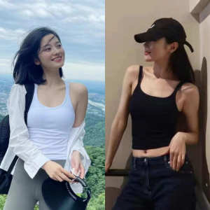 Ultra Comfortable Sports Yoga Tank Top Womens U-Neck Inner Wear with Chest Pad Summer Lyocell Casual Leisure Fashion