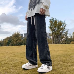 Quần Jeans Denim Ống Thẳng Rộng Cho Nữ Mùa Thu Quần Dài Thường Ngày Cạp Cao Chống Mài Mòn Quần Dài Thời Trang Cho Học Sinh