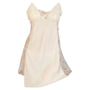 MiiOW | ชุดนอนผู้หญิง MiiOW ฤดูร้อน ผ้าไหมน้ำแข็ง สายเดี่ยว ชุดนอนเซ็กซี่ ลูกไม้ ชุดอยู่บ้าน แขนกุด กระโปรงสั้น เอวสูง คอวี สีพื้น