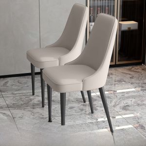 Modern Simple Home Use Dining Chair Casual Iron Art Restaurant Chair Nordic Luxury Hotel Chair with Backrest Leather Finish