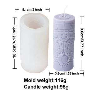 Zodiac Pillar Candle Mold DIY Twelve Constellation Tall Cylindrical Sun Luna Moon Pattern Silicone Mold Astrological Sign Decor