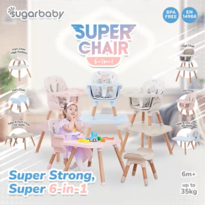 SUGAR BABY KURSI MAKAN BAYI SUPER CHAIR 6IN1 / MEJA KURSI BAYI / BANGKU BAYI