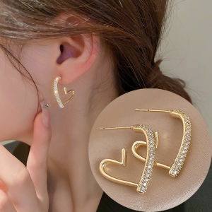 Heart Zircon Earrings Korean Fashion Elegant Dangle Earring Jewelry Accessories for Gentle Women‘s