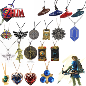 Zeldas Hylian Shield Necklace Breath of The Wild Sheikah Eye Majoras Mask Sword Triforce Symbol Pendant Collar Men Jewelry