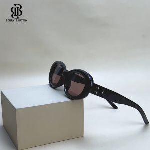 Berrybarton Kacamata Hitam Fashion Bulat Anti UV400 Outdoor Sunglasses Plastik PC Wanita 814
