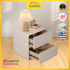 CONOCO Bedside Table Nordic Leather Bedside Table with Drawer Pre-Assembled Meja Tepi Katil Modern Anti-Humidity Storage Cabinet & Wooden Nightstand 床頭櫃