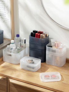 Nhà Đôi Lưới Nhựa Trang Điểm Hộp Bảo Quản Mờ Sản Phẩm Chăm Sóc Da Người Tổ Chức Để Bàn Màu Nguyên Chất Chia Hộp Bảo Quản