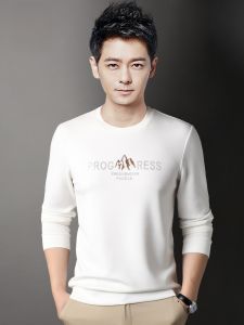 ROMON | Loose Mens Hoodie Long Sleeve Round Neck Printed Casual T-shirt Lomond Polyester Fabric Fashion Urban Style Autumn Season