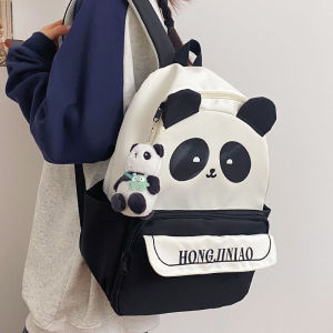 Cute Cartoon Backpack for Girls 2024 New Style Primary And Middle School Students Plaid Versatile Soft Shoulder Bag Nylon Material Zipper Closure Korean Style School Bag