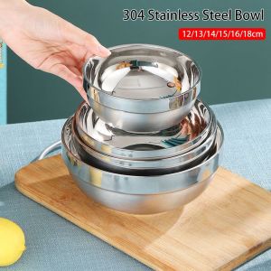 ZOOGGJZ 1Pcs 304 Stainless Steel Stainless Steel Bowl Childrens Canteen Double Layer Dish Container Durable Food Tableware Soup Rice Bowl