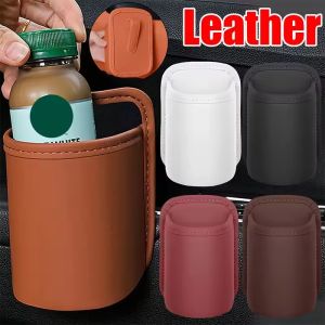 Leather Car Door Cup Holder Box Car Seat Back Multi-functional Storage Water Cup Holder Side Storage Beverage Bucket Bag Car Interior Accessories
