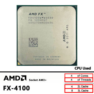 AMD | AMD FX-Series FX4100 Used FX 4100 3.6 GHz Quad-Core Quad-Thread CPU FD4100WMW4KGU Socket AM3+